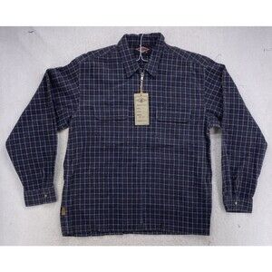 Vintage Bear USA Full Zip Corduroy Plaid Shirt Mens Large Blue NWT Jacket Shacke